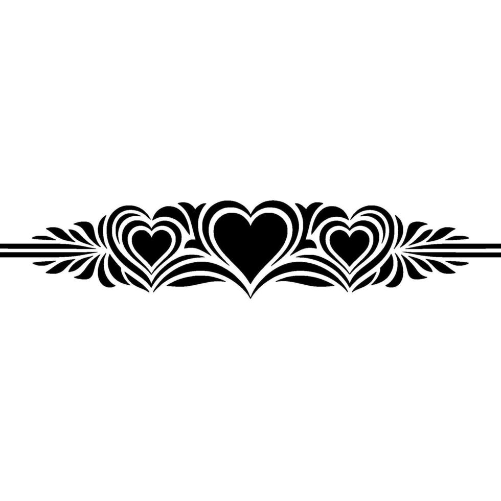 Elegant Heart Divider, Vintage Ornamentation, Decorative Border vector