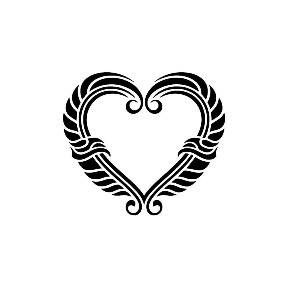 Intricate Winged Heart Ornament, Elegant vector