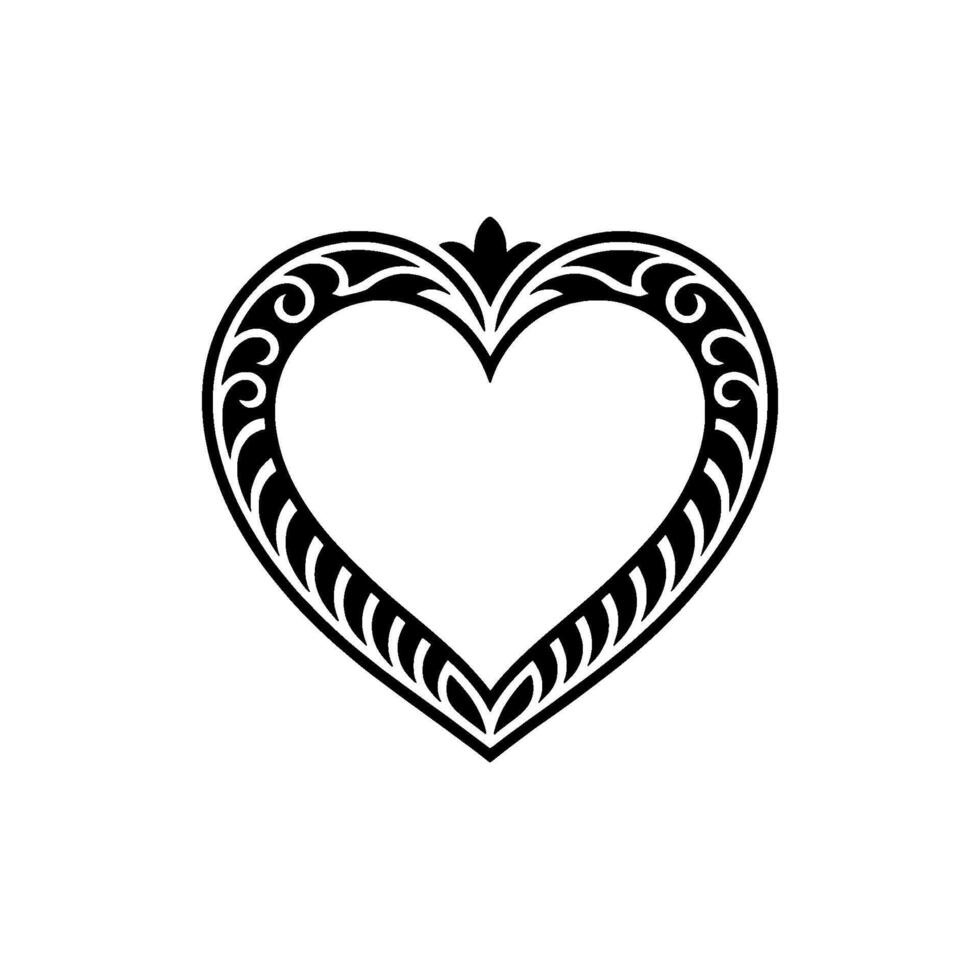 Intricate Black Heart Frame, Vintage Elegance vector