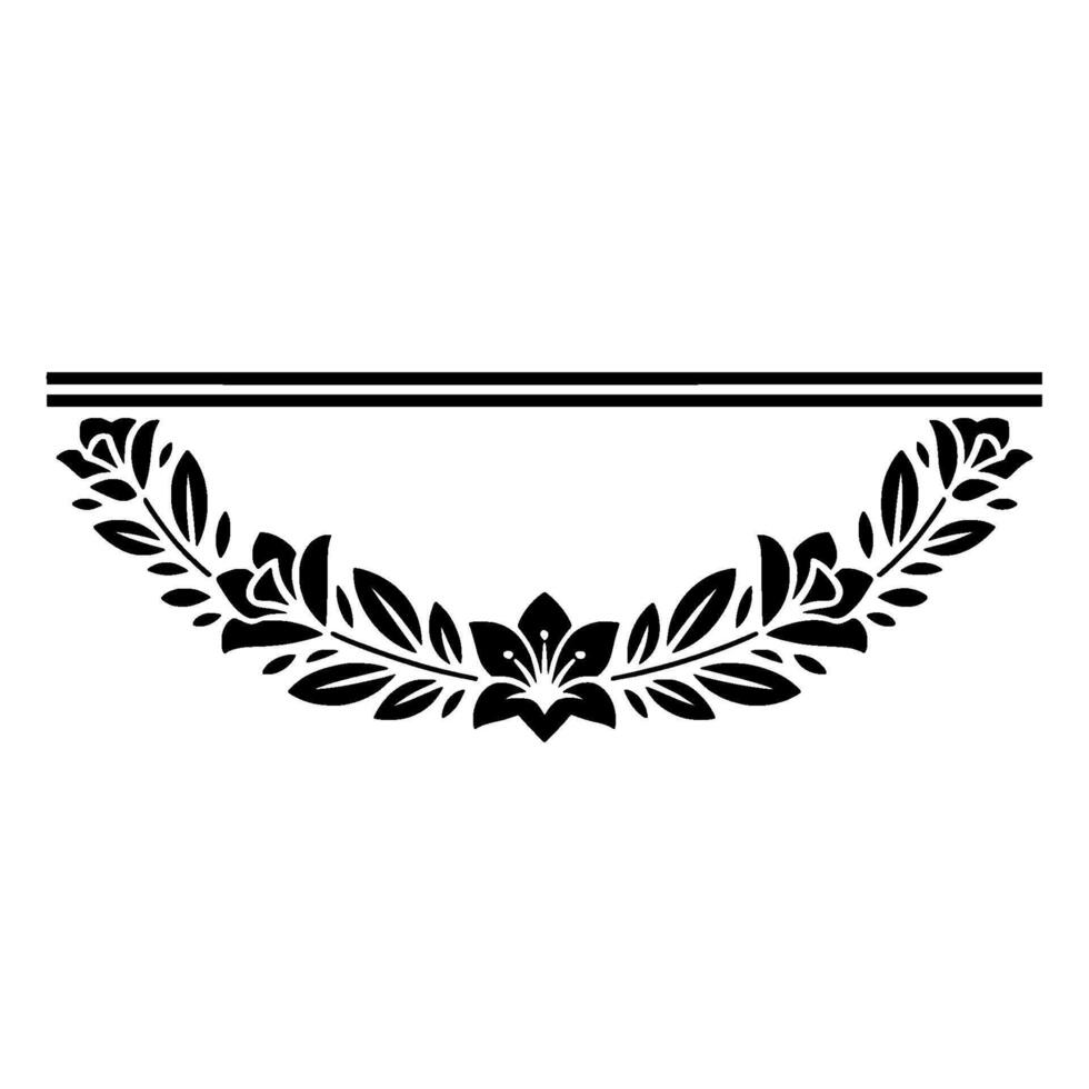 Elegant Floral Border, Vintage Element - Wreath - Line vector