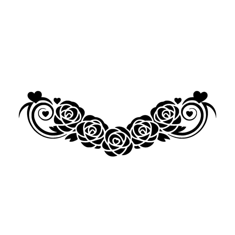 Elegant Black Rose Garland with Heart Accents Vintage vector