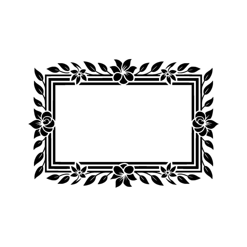 Elegant Floral Frame, Vintage, Decorative Border - Texture - Botanical vector