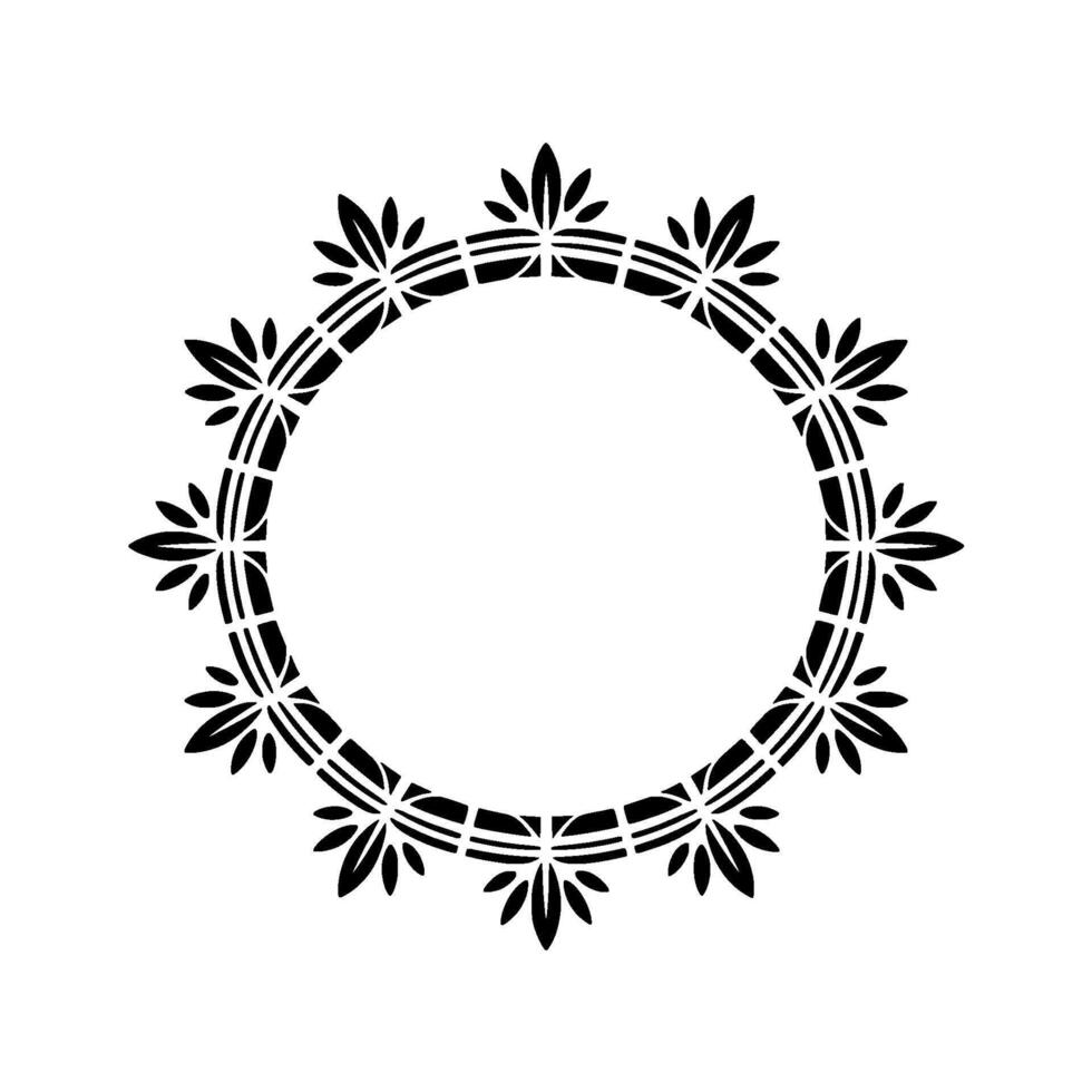 Stylized Floral Circle Frame, Vintage Element vector
