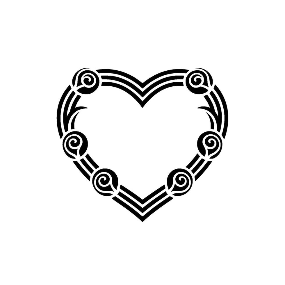Intricate Tribal Heart Frame, Elegant vector