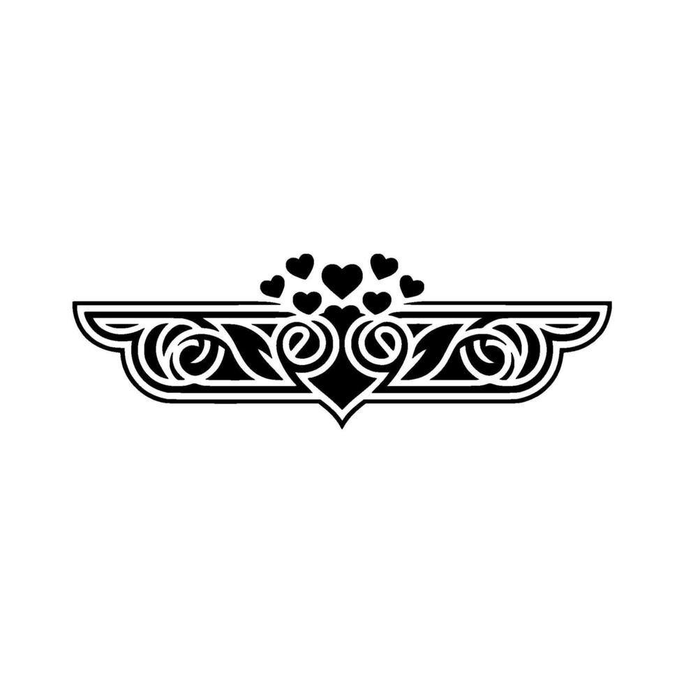 Elegant Heart Deco Border, Romantic Vintage vector