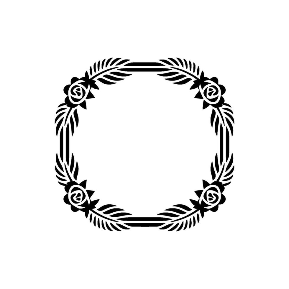 Elegant Floral Wreath Border, Vintage Style - Foliage vector