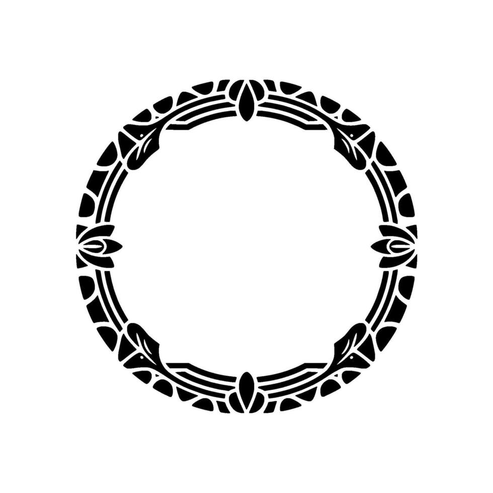 Art Deco Circle Frame, Intricate Black Ornamentation vector