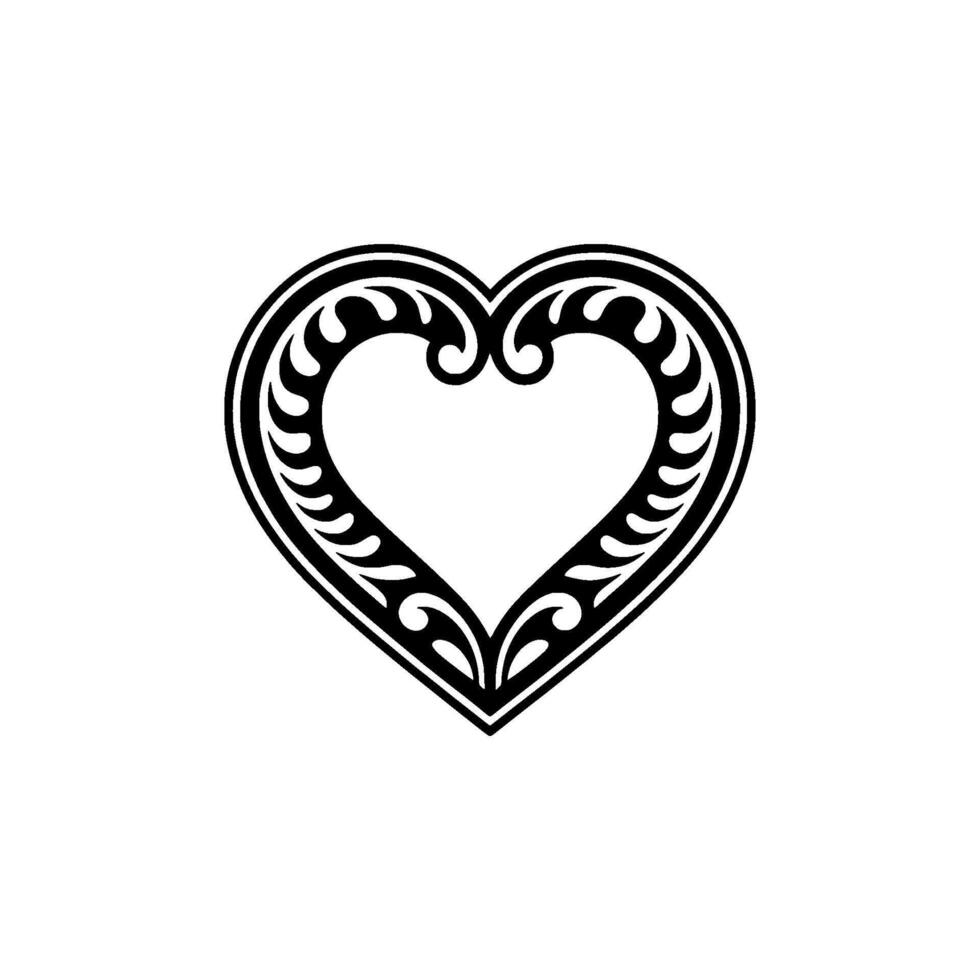Intricate Black Heart Ornament, Vintage Style - Elegant vector