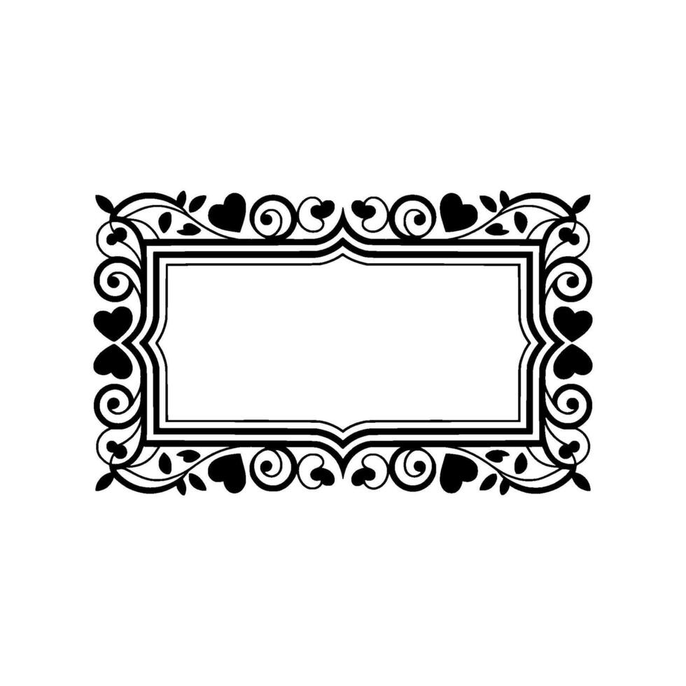 Elegant Heart-Swirl Frame, Vintage Element - Floral vector