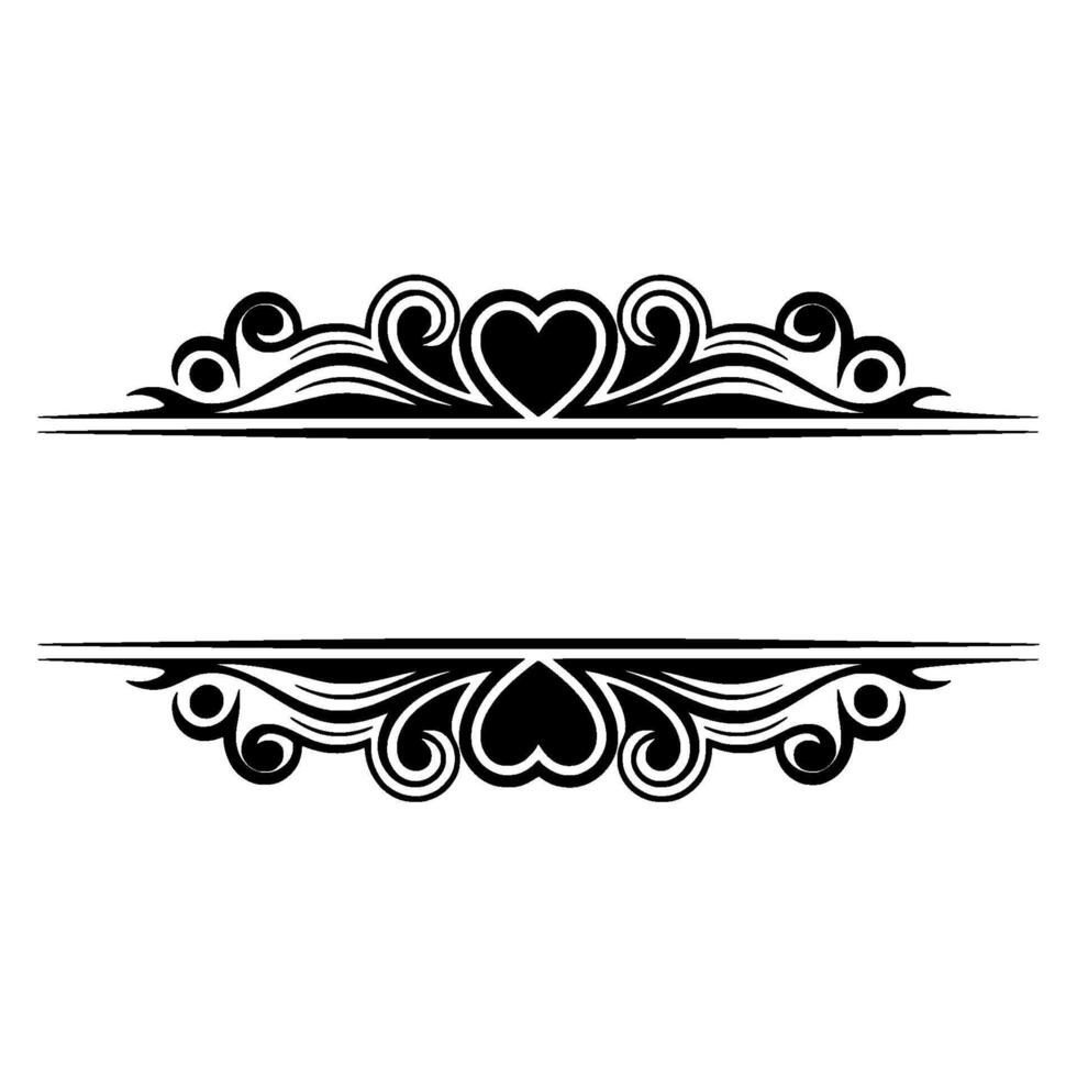 Elegant Black Floral Divider, Romantic Element - Decorative vector