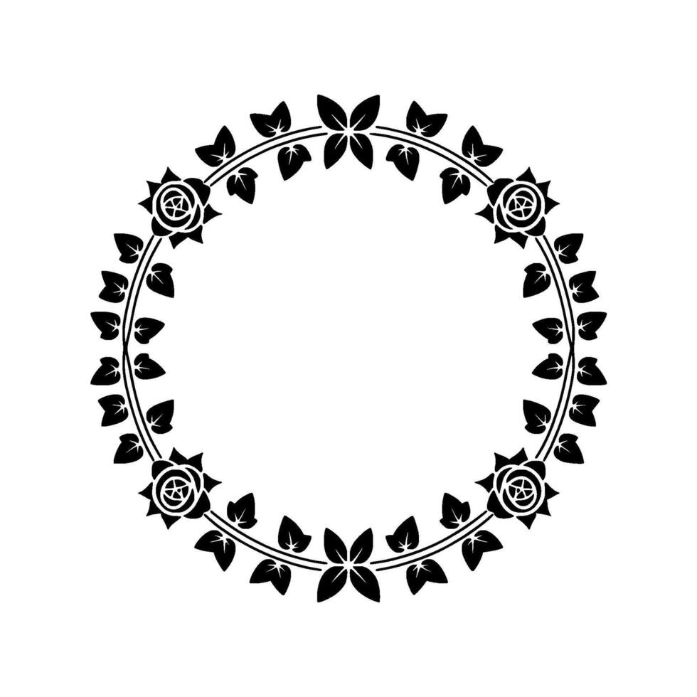 Elegant Floral Wreath Border, Vintage Style - Stylized vector