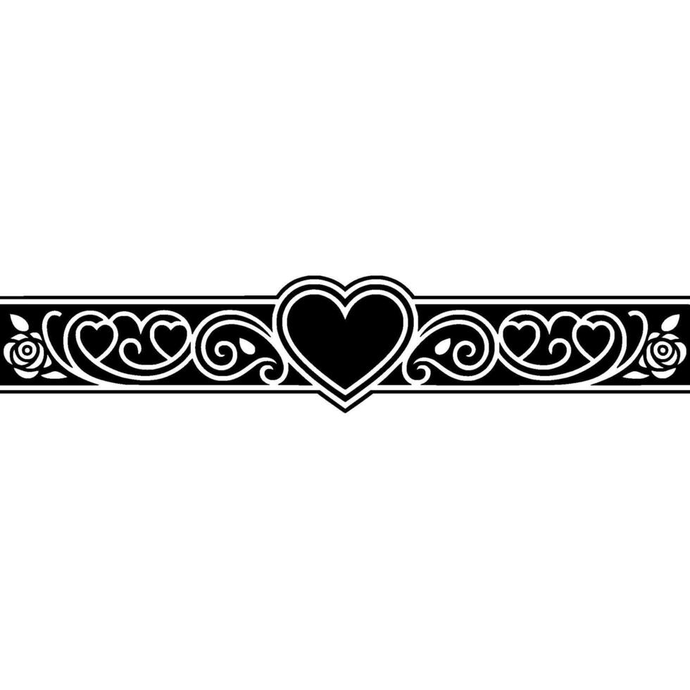Elegant Black and White Heart Border - Decorative vector
