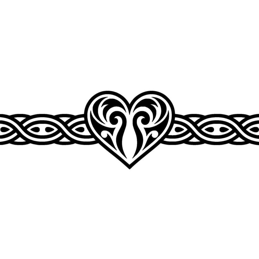 Celtic Heart Border, Intricate, Symbolic Love, Knotwork vector