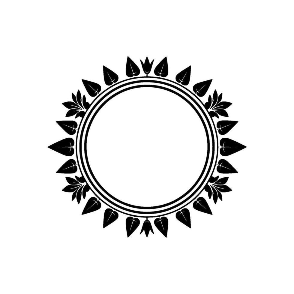 Elegant Botanical Circle Frame, Minimalist - Pattern vector