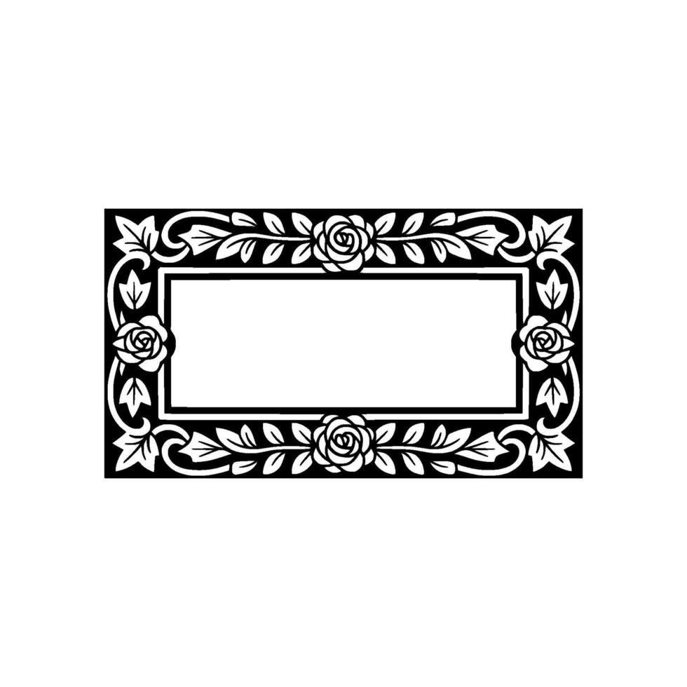 Elegant Black Rose Frame, Vintage , Minimalist Ornamentation vector