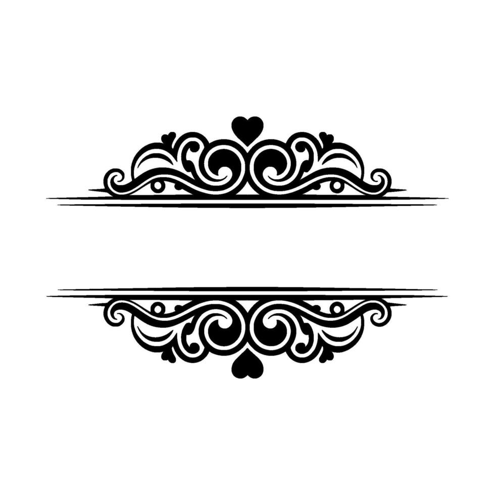 Elegant Black Floral Divider, Vintage Element - Hearts vector