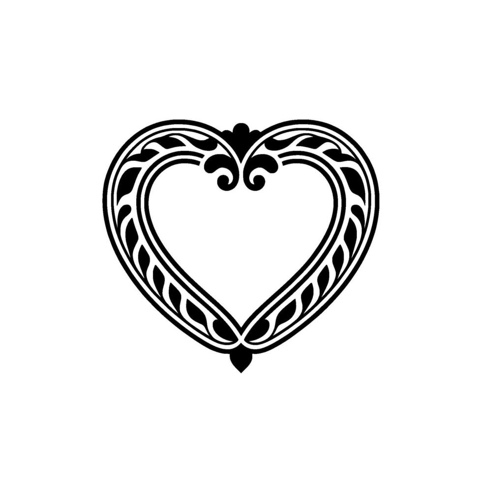 Intricate Black Heart Ornament, Elegant Vintage - Floral vector