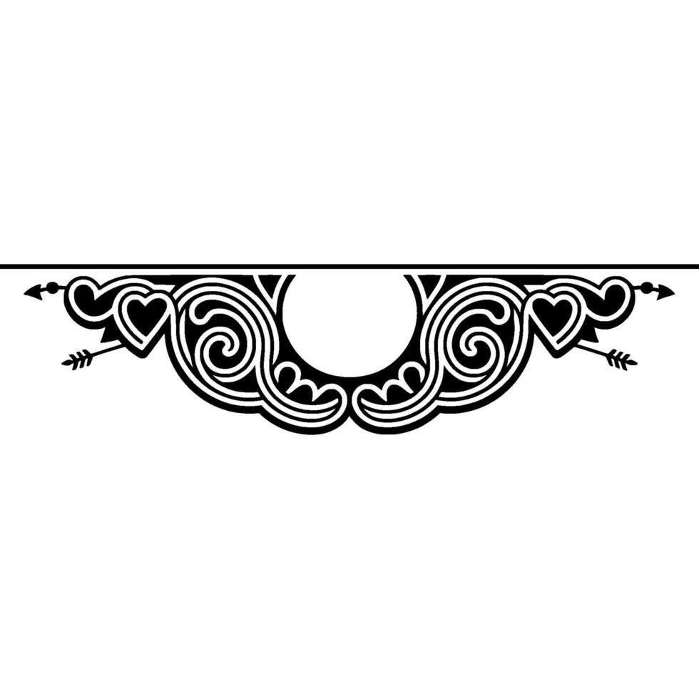 Elegant Romantic Border, Intricate Heart Arrow vector