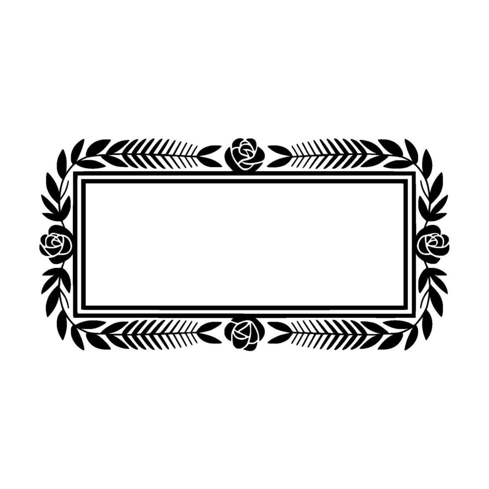 Elegant Floral Frame, Vintage, Minimalist Border - Roses - Leaves vector
