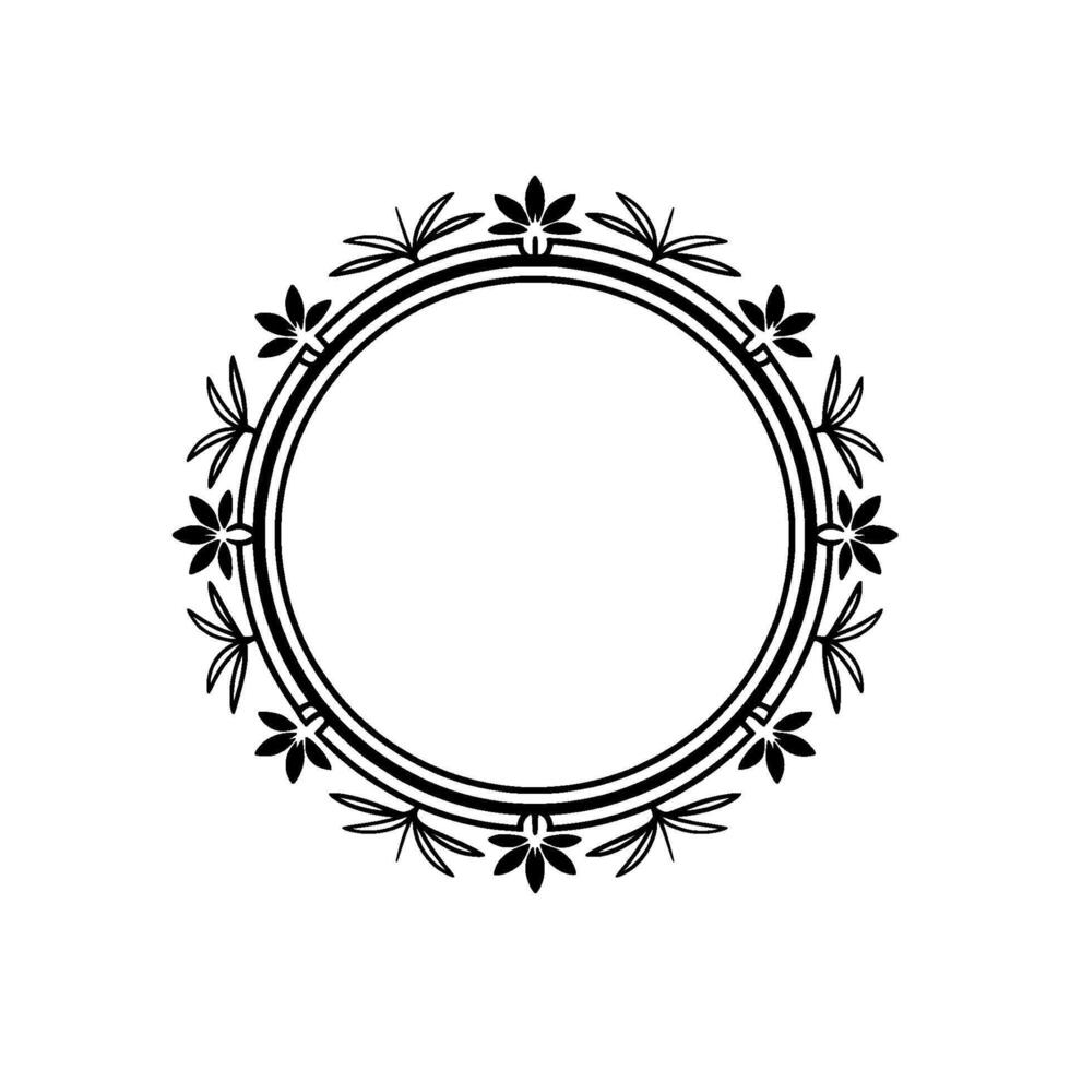 Elegant Botanical Circle Frame, Minimalist - Vintage vector