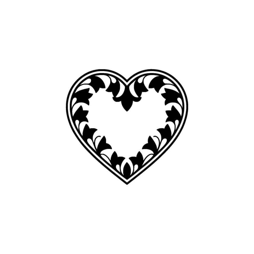 Intricate Floral Heart Emblem, Vintage Style - Ornament vector
