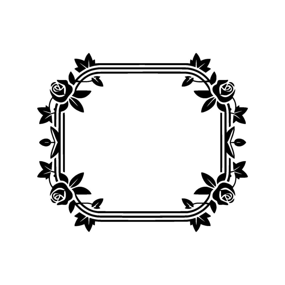 Elegant Floral Frame, Art Deco Style, Roses - Vintage vector