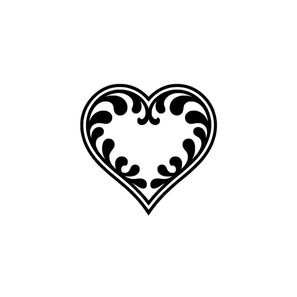Intricate Floral Heart Emblem, Vintage Style - Decorative vector