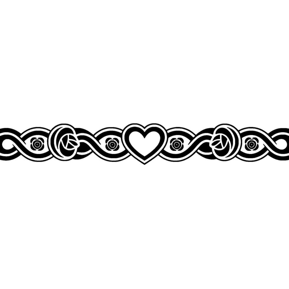 Celtic Heart Border Intricate Black and White - Pattern vector