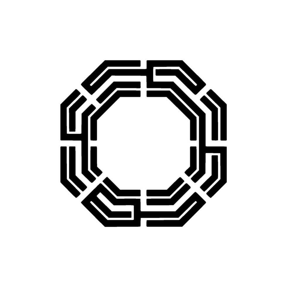 Geometric Maze, Circular Symmetry, Minimalist vector