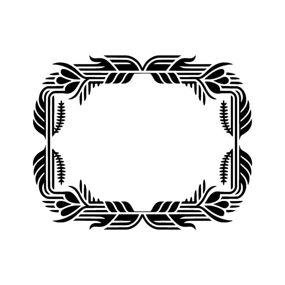 Art Deco Floral Frame, Elegant Border, Luxury vector
