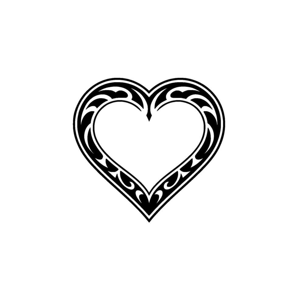 Tribal Heart Emblem, Intricate Black vector