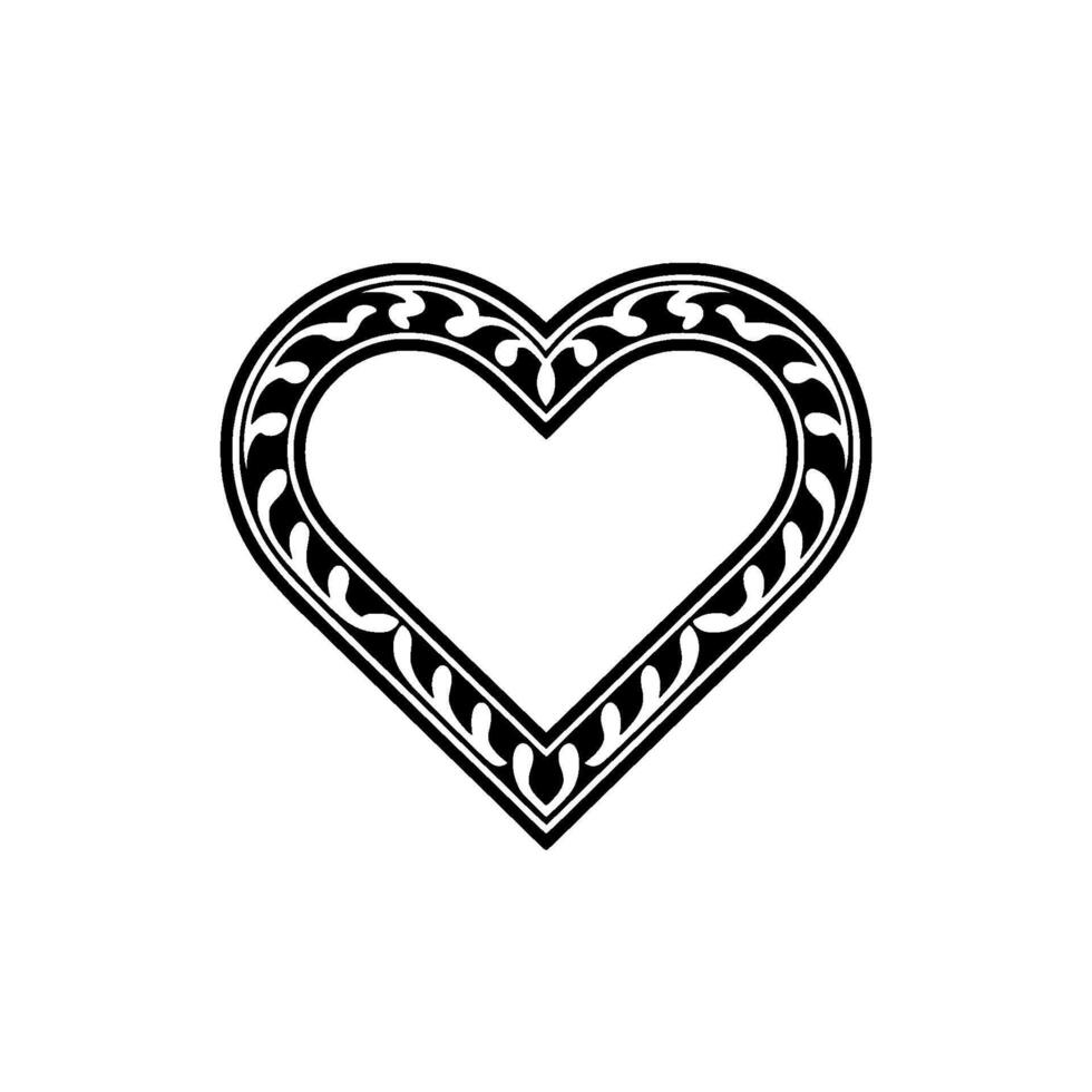 Intricate Black Heart Ornament, Decorative - Pattern vector