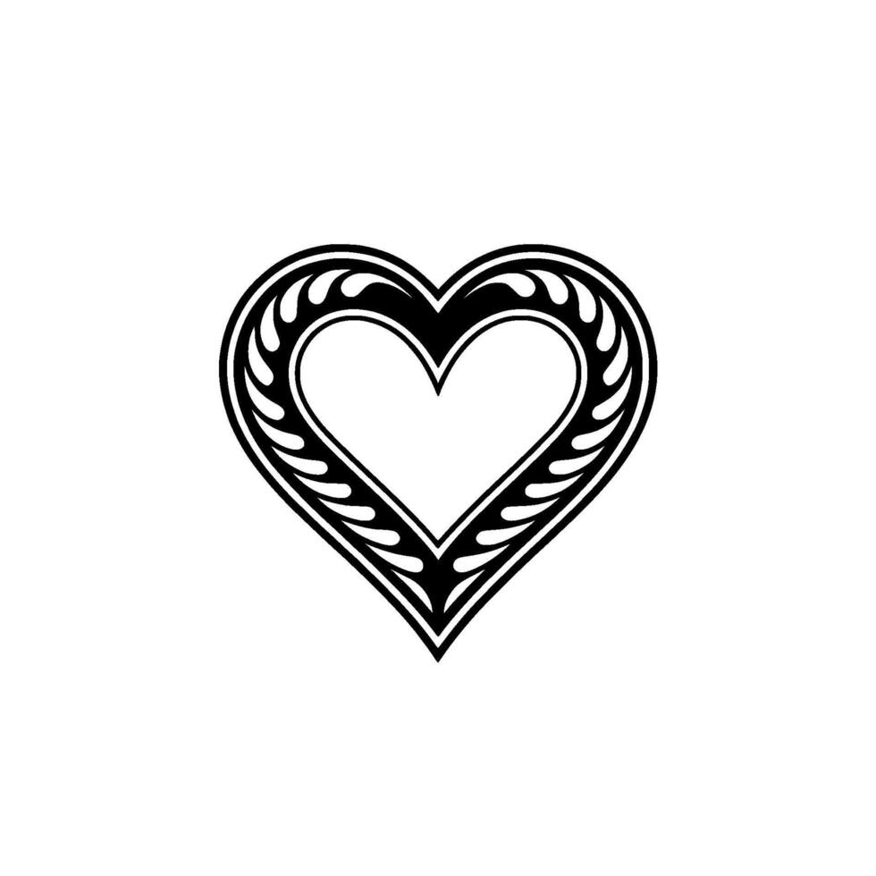 Intricate Black Heart Emblem, Decorative Outline vector