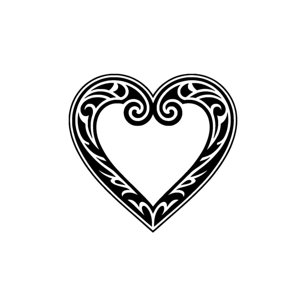 Intricate Black Heart Ornament, Vintage Style - Pattern vector
