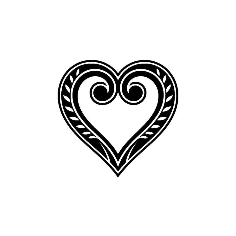 Intricate Black Heart Ornament, Elegant - Scroll vector
