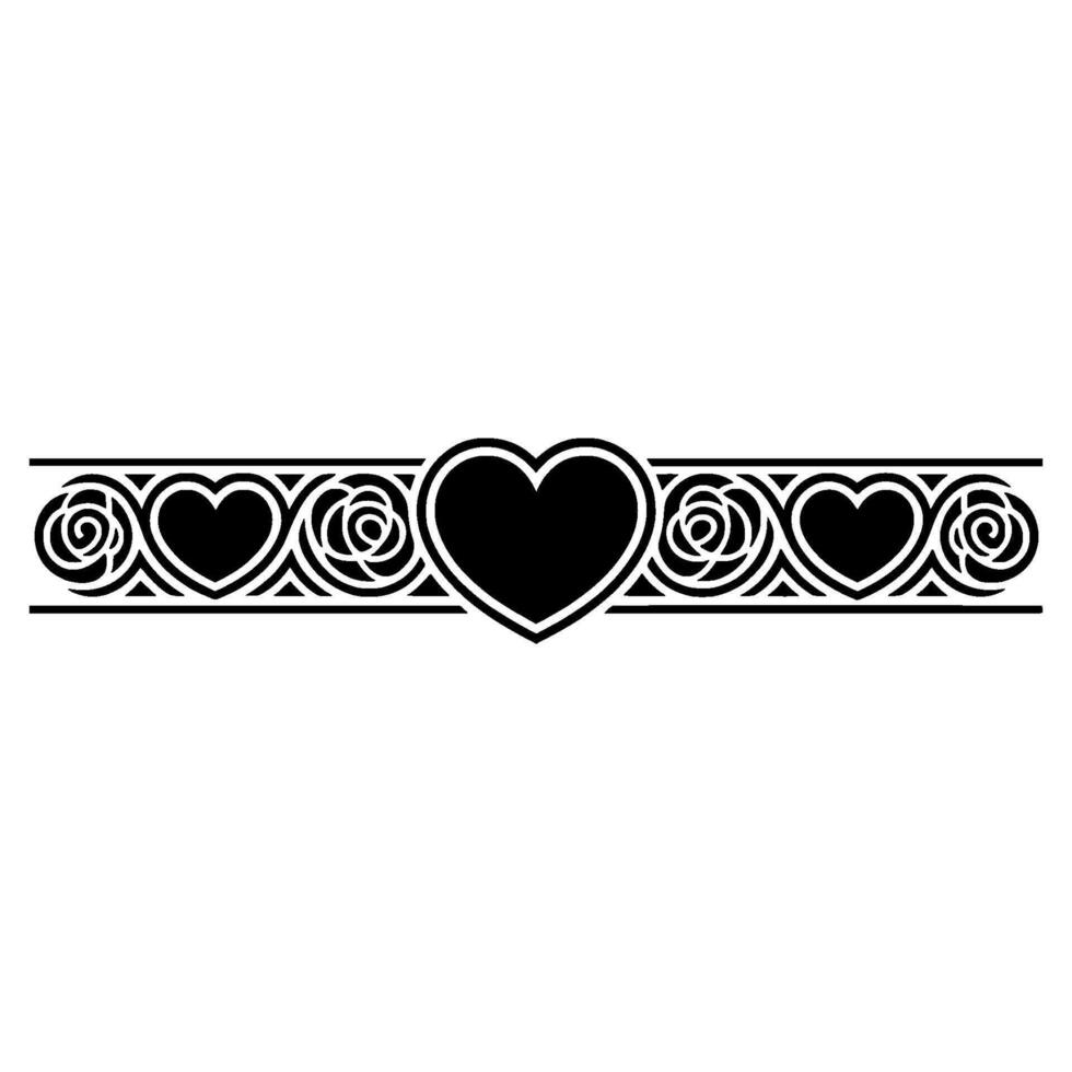 Art Nouveau Border Hearts Floral Ornamentation vector