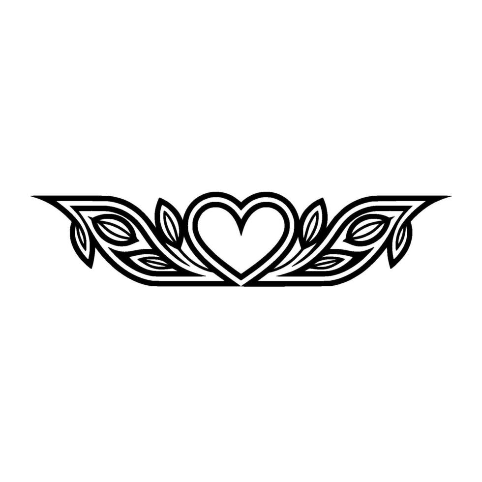 Intricate Leaf Heart Border, Elegant Floral vector