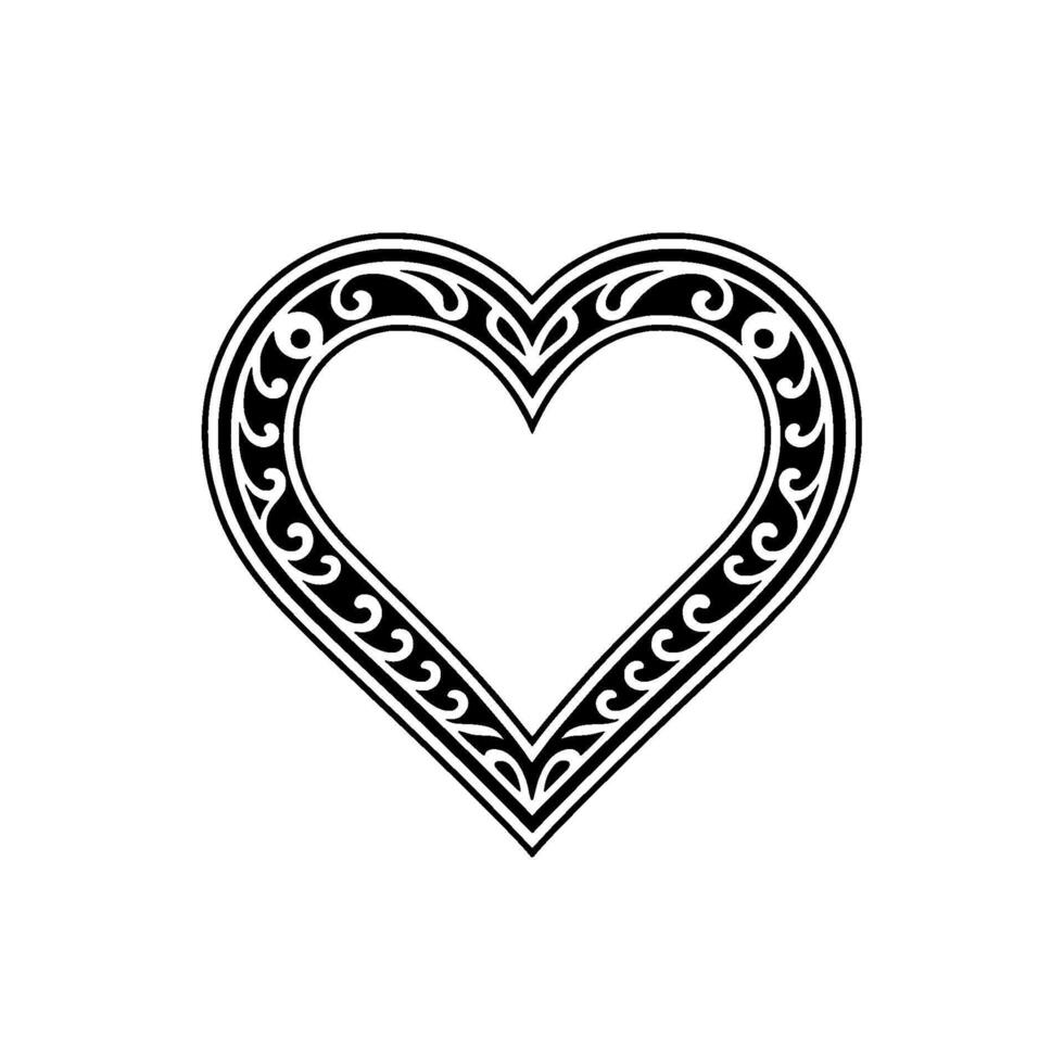 Intricate Black Heart Ornament, Vintage Elegance - Swirls vector