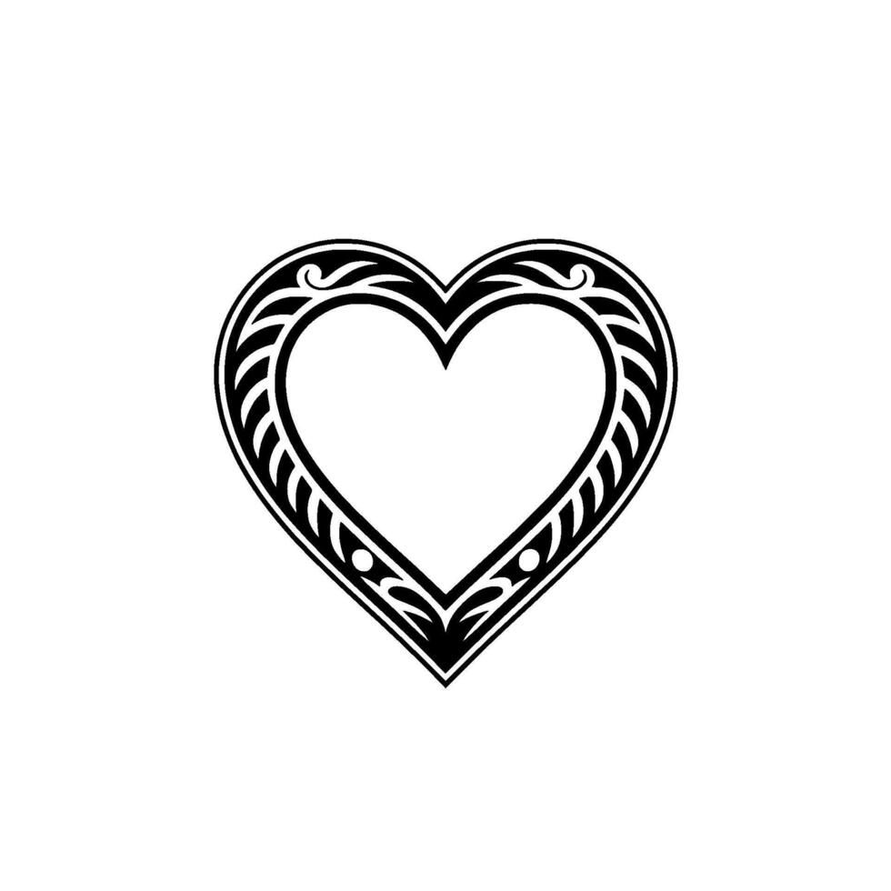Intricate Tribal Heart Emblem, Elegant Black White vector