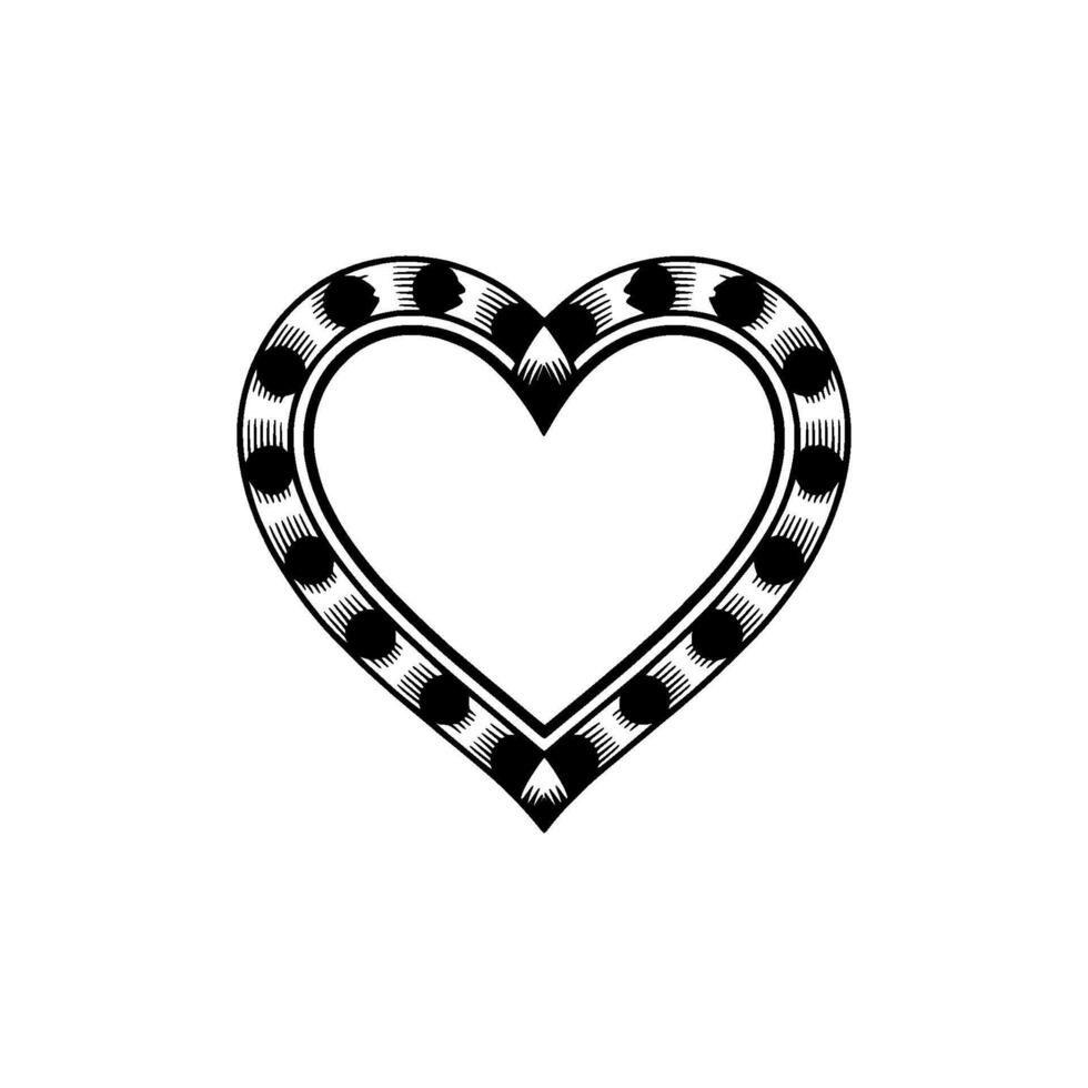 Vintage Heart Ornament, Detailed Line Art, Circular Motif vector