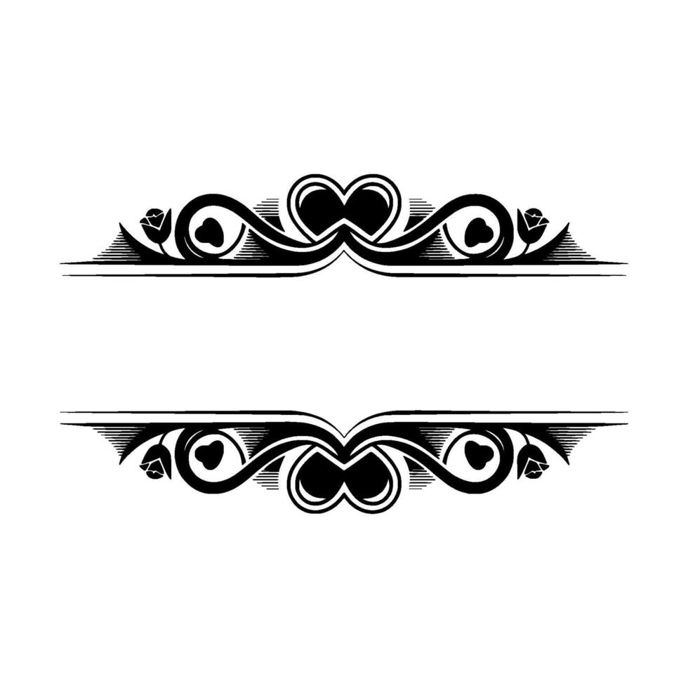 Elegant Heart Border, Vintage Element - Separation vector