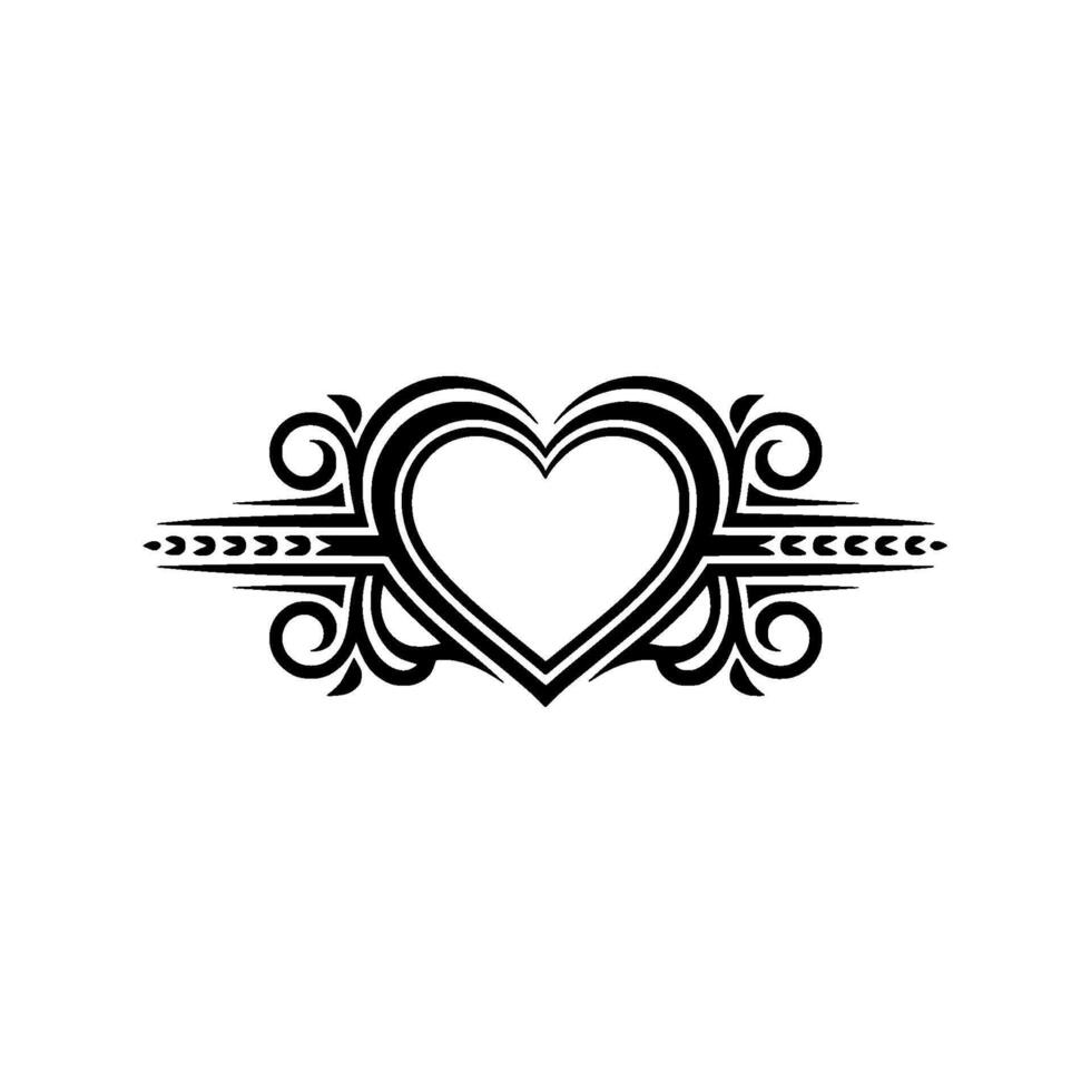 Elegant Heart Ornament, Vintage Decorative Border - Illustration vector