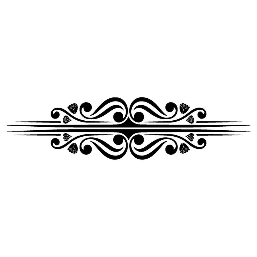 Elegant Black Floral Divider Vintage Element vector