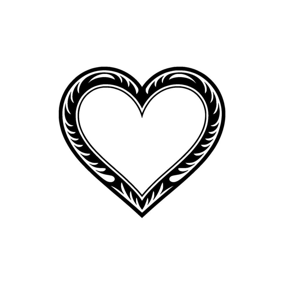 Intricate Black Heart Ornament, Vintage Style - Symbolic vector