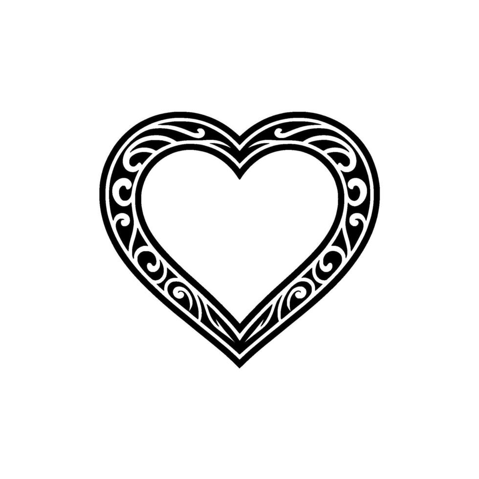 Intricate Black Heart Ornament, Vintage Style - Scrollwork vector