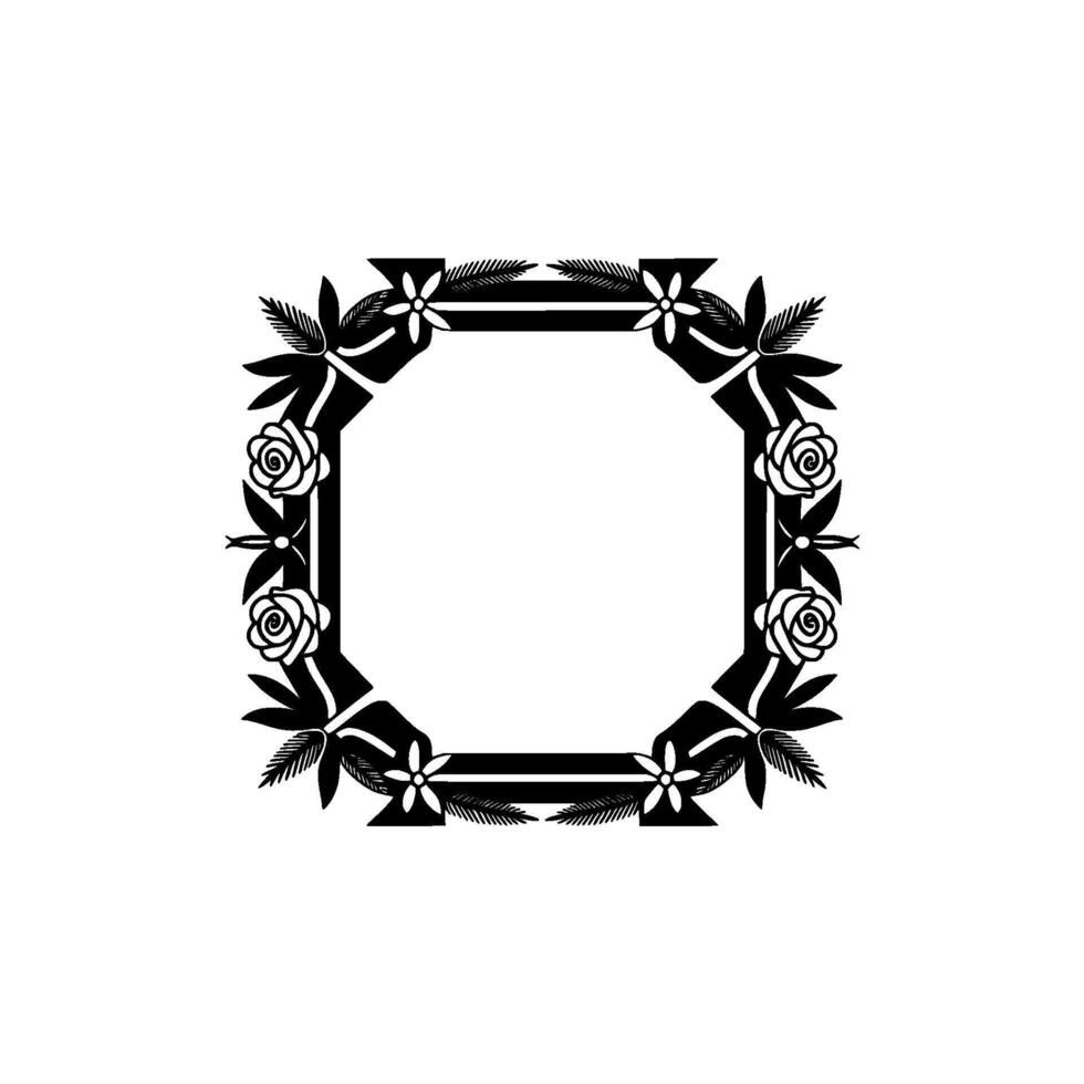 Elegant Floral Frame, Vintage Style, Decorative Border - Leaves vector