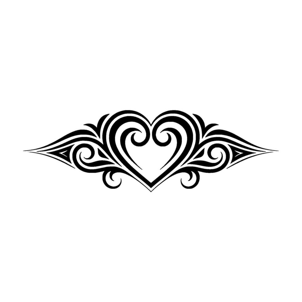 Intricate Tribal Heart Ornament, Black White - Elegant vector