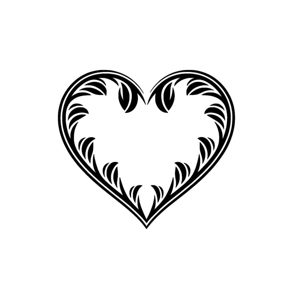 Intricate Black Heart Ornament, Elegant Floral - Stylized vector