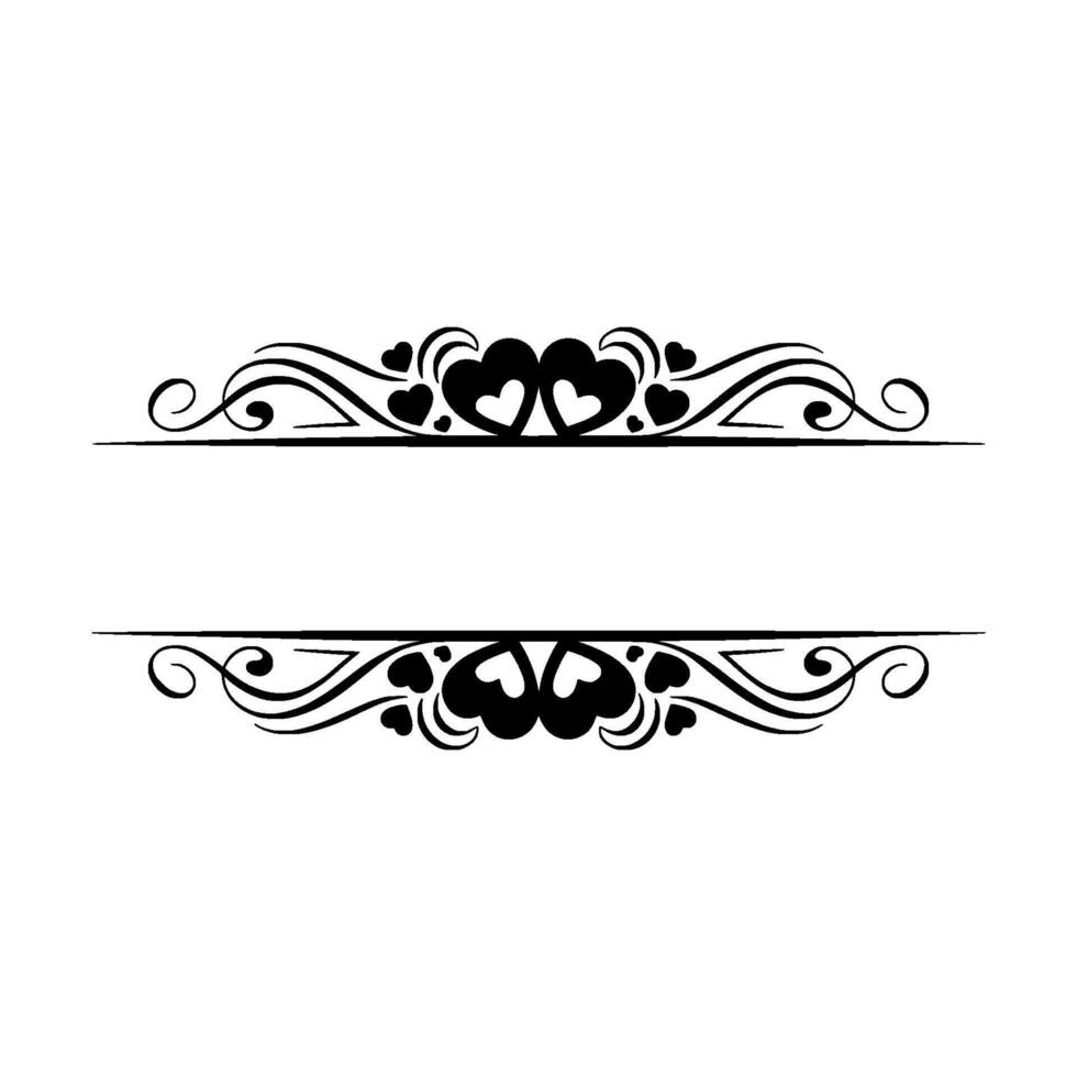 Elegant Heart-Shaped Border Divider, Vintage Romance vector