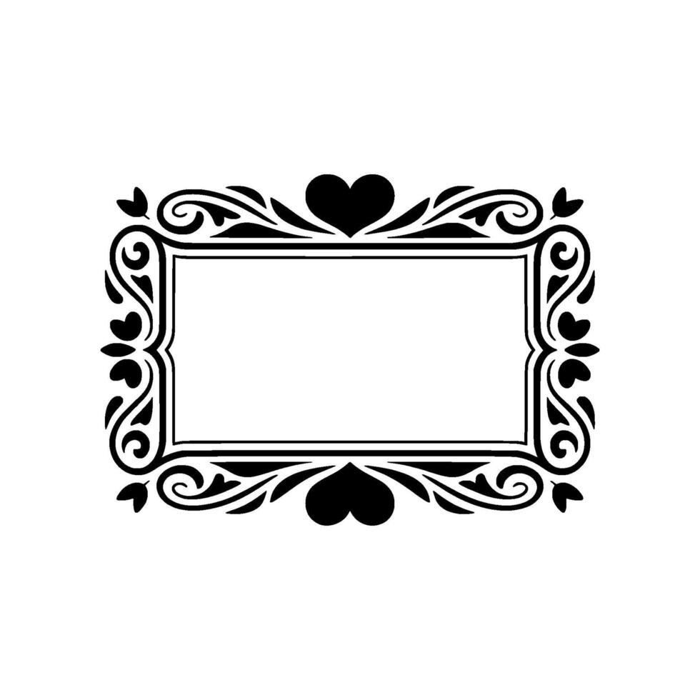 Elegant Black Frame with Heart Accents Vintage vector